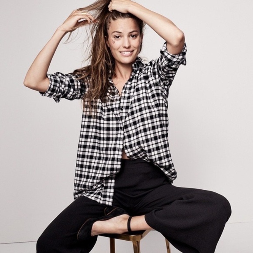 Madewell black-and-white bridgeport plaid flannel shirt